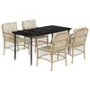 VidaXL Garden Dining Set with Cushions 5pcs Beige Poly Rattan 3212141