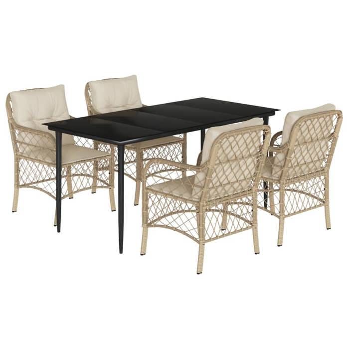 VidaXL Garden Dining Set with Cushions 5pcs Beige Poly Rattan 3212141