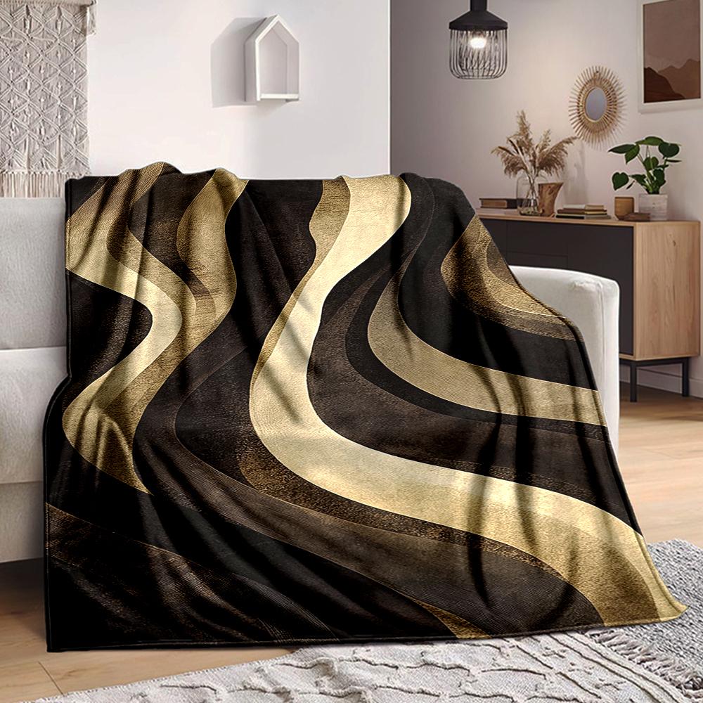 1Pc Abstract Wave Blanket Soft And Comfortable Casual Warm Camping Travel Christmas Halloween Xmas Gift M928645