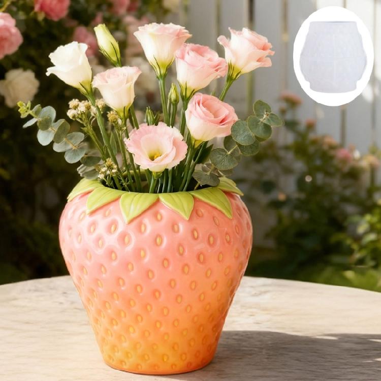 Planter Molding Tool Heat Resistant Silicone Mould for Making Strawberry Shaped Plant Container Flower Pots Mold