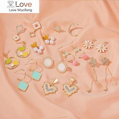 French Senior Sense Heart Dangle Earrings Sweet Wild Pearl Earrings for Women Daisy Long Drop Earings  Fashion Jewelry