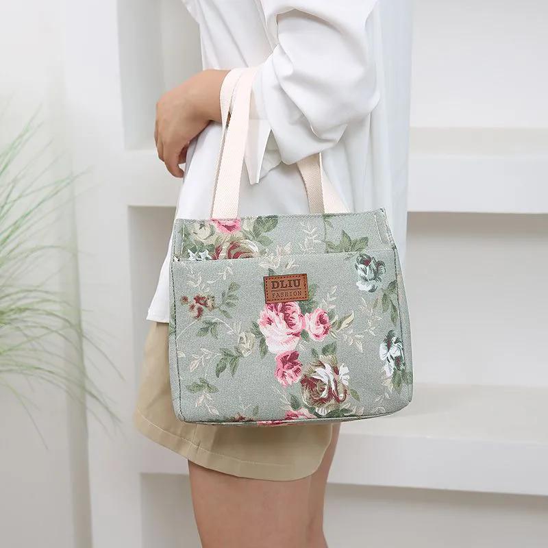 WTEMPO Large Capacity Insulated Handbags Hand-carried Lunch Bag for Work Oil-proof Lunch Box Bag Mommy Zipper Bags