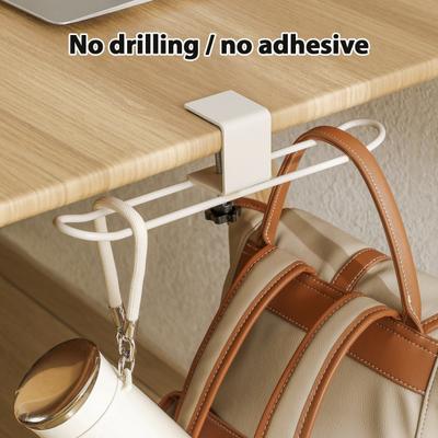 Hat Hanging Hook Clamp-On Storage Hook, Adjustable No Punch Durable Carbon Steel Desktop Hooks Organizer, Easy Install Space Saving for Bags Cups Hats