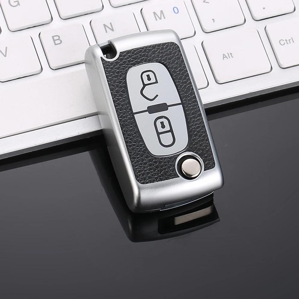 1pcs Car Remote Key Case Cover for Peugeot 107 207 307 307S 308 407 607 Citroen C2 C3 C4 C5 C6 C8 TPU Leather 2/3 Buttons