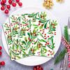Christmas Napkins - 3-Ply Disposable Festive Berry & Pine Design with Red Berries, For Holiday Parties, Weddings, Home Decor