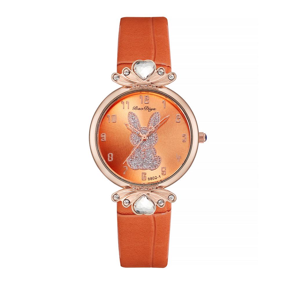 Orologio da polso al quarzo alla moda Douyin con fiocco, design di coniglio e quadrante digitale semplice