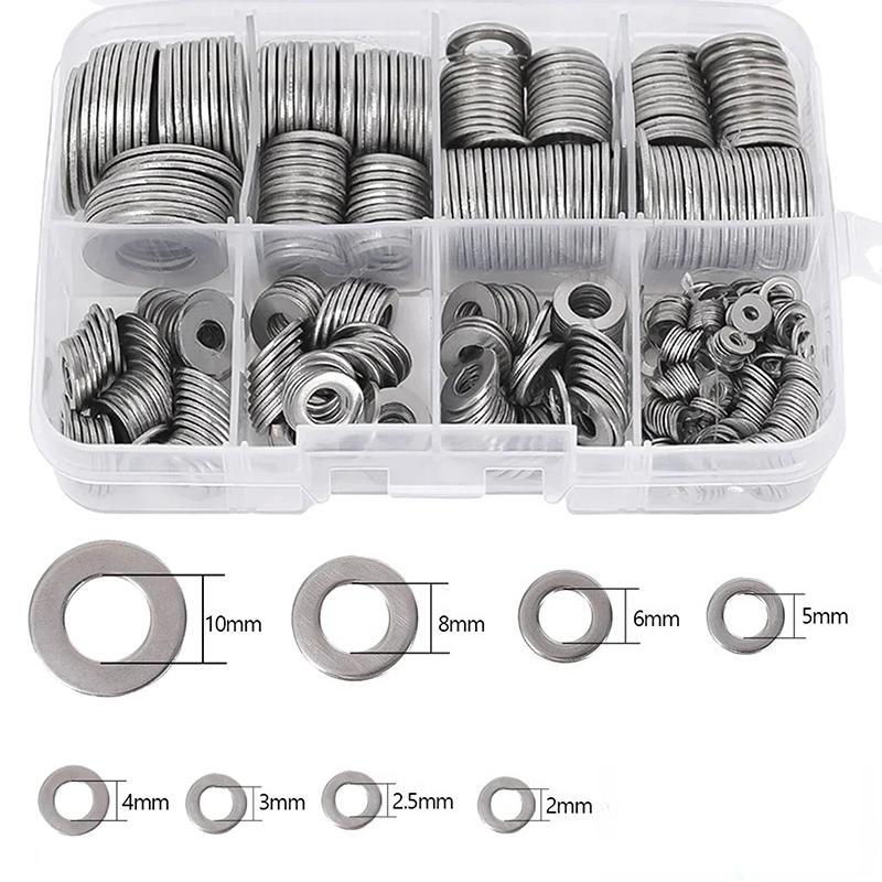 

Набор плоских шайб из нержавеющей стали, 180 штук, с коробкой для хранения - Крепежная шайба с уплотнительным кольцом, Полированная поверхность, Размеры M2-M10, Легко в ис 80PCS