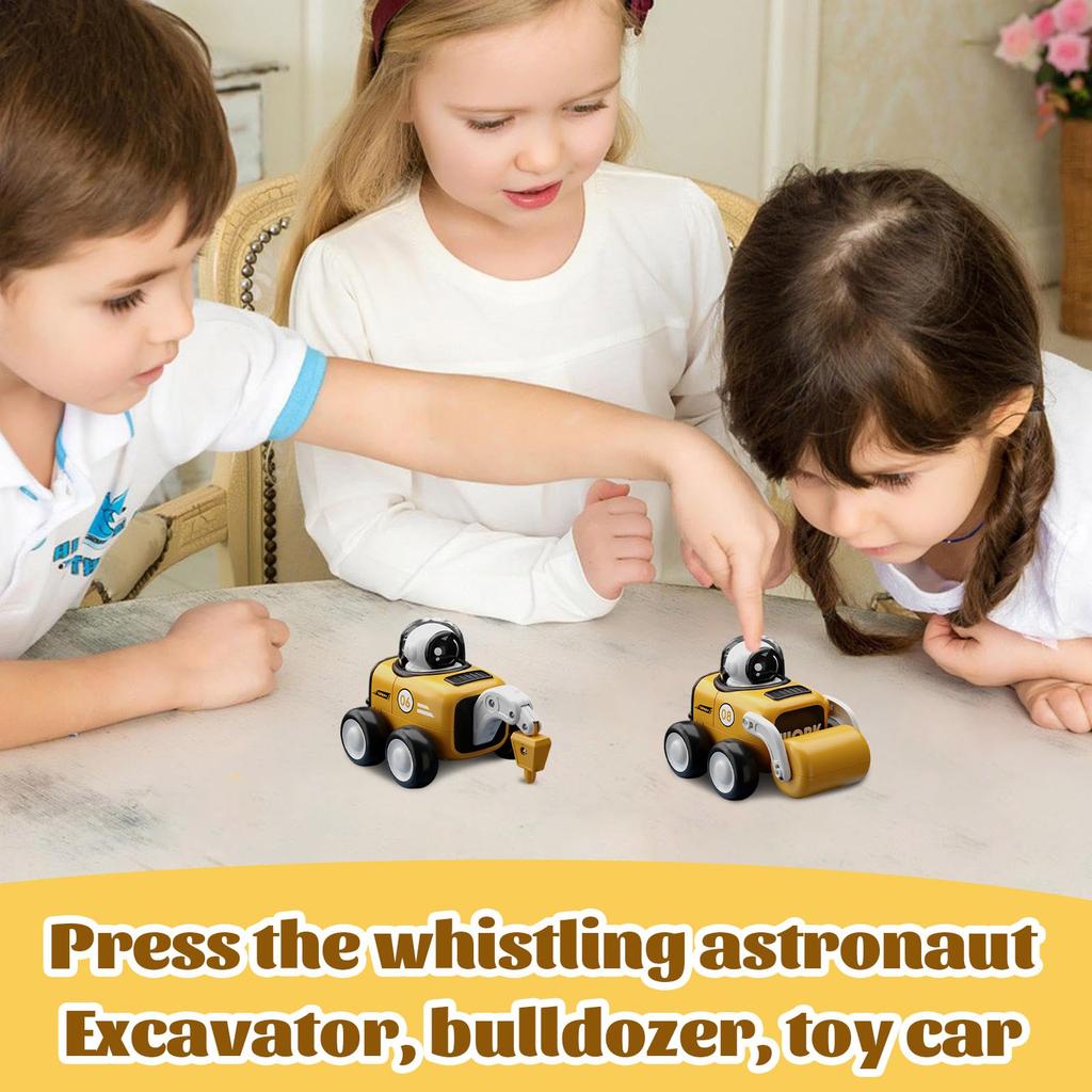 Press The Whistle Astronaut Car Engineering Vehicle Excavator Bulldozer Toy Car