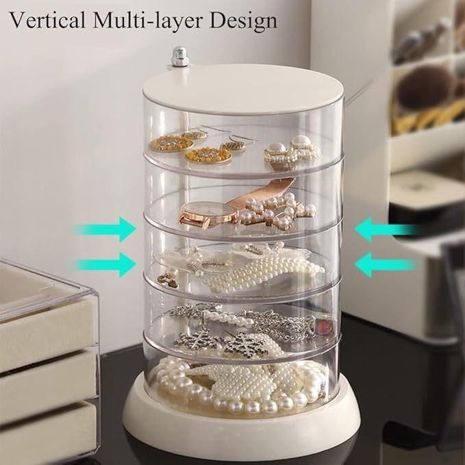 Jewelry Storage Box, Multi-layer Rotating Earrings, Earrings, Hair Clips, Headwear, Headband, Simple Transparent Jewelry Box