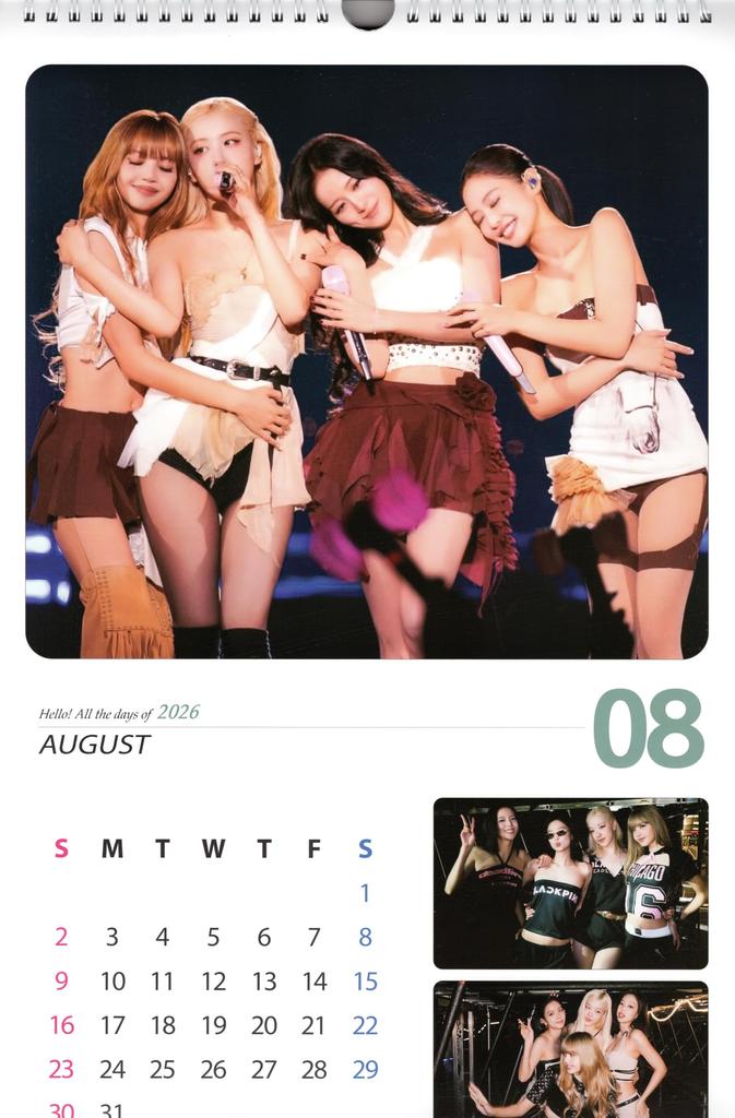 Black Jisoo Large Wall Calendar 2026 Sticker Pink, Jennie, Lisa, Rosé, Merchandise, (Reiwa 8) + Set, K-POP