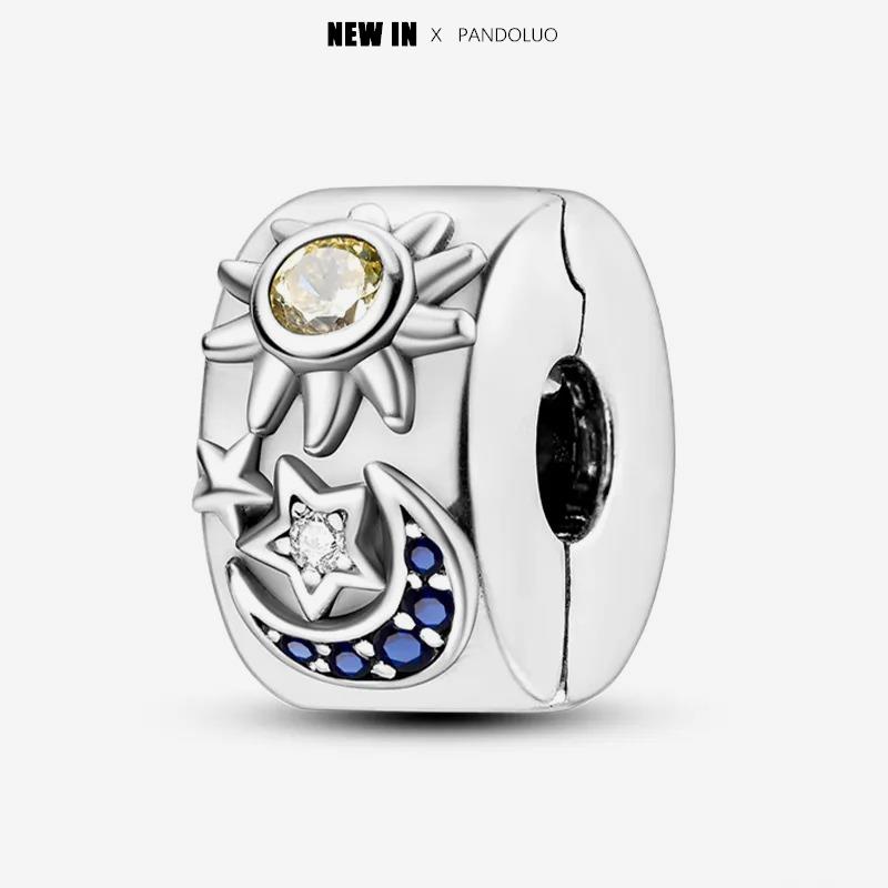 New In Star Moon Sun Series Charm Beads Fit Pandach Original Bracelet Women Copper Pendant Bead Jewelry Gift