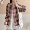 Women's Retro Plaid Long Sleeve Shirt - Spring/Autumn Loose Fit, Korean Style Casual Jacket