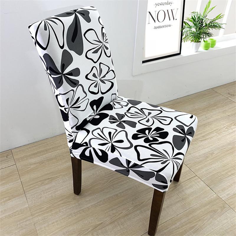 Simple Printed One Piece Elastic Chair Cover for Home Office Dinner Room  Dustproof Chair Seat Cover Home Chair Slipcover Case