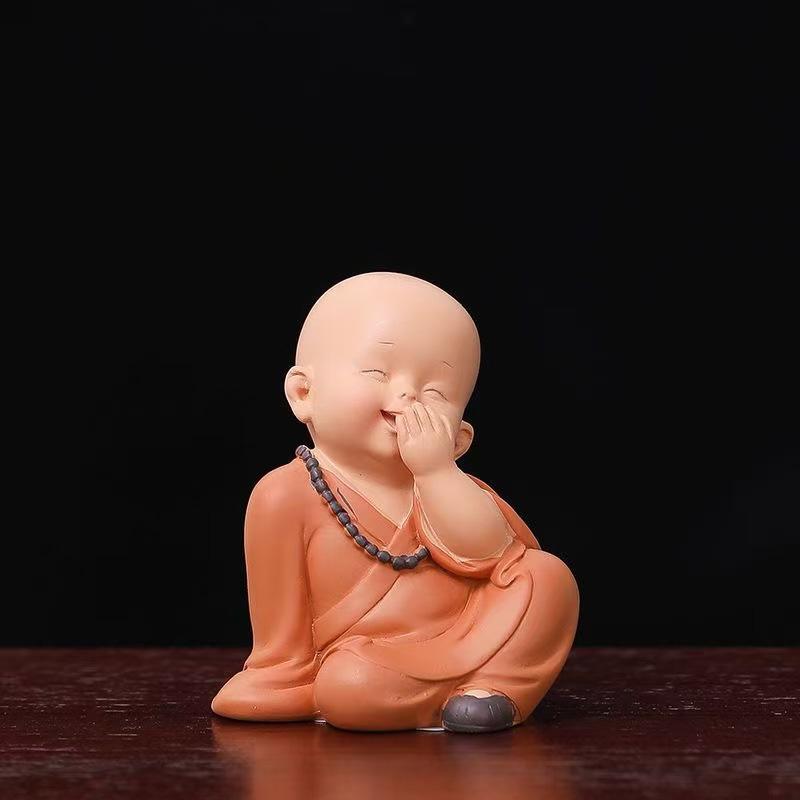 Resin Cute little monk sculptures and figurines Home, Room Car, Office,  Table decoration and accessories Wealth Luck Decor