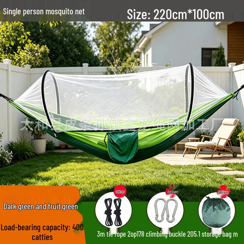 Outdoor Anti-rollover Hammock with Mosquito Net for Camping (Single/Double)