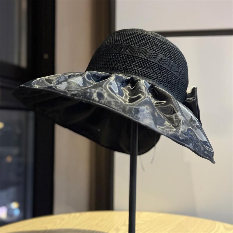 

Spring and summer versatile sun protection hat for women, butterfly print, large brim, UV protection, travel foldable fisherman hat Adult54-60Adjustable чёрный