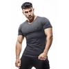 Muscleguys Men’s Soft and Comfortable Cotton Tee Summer Gym Clothes Short-sleeve Streetwear V-neck Bodybuilding Graphic T Shirts