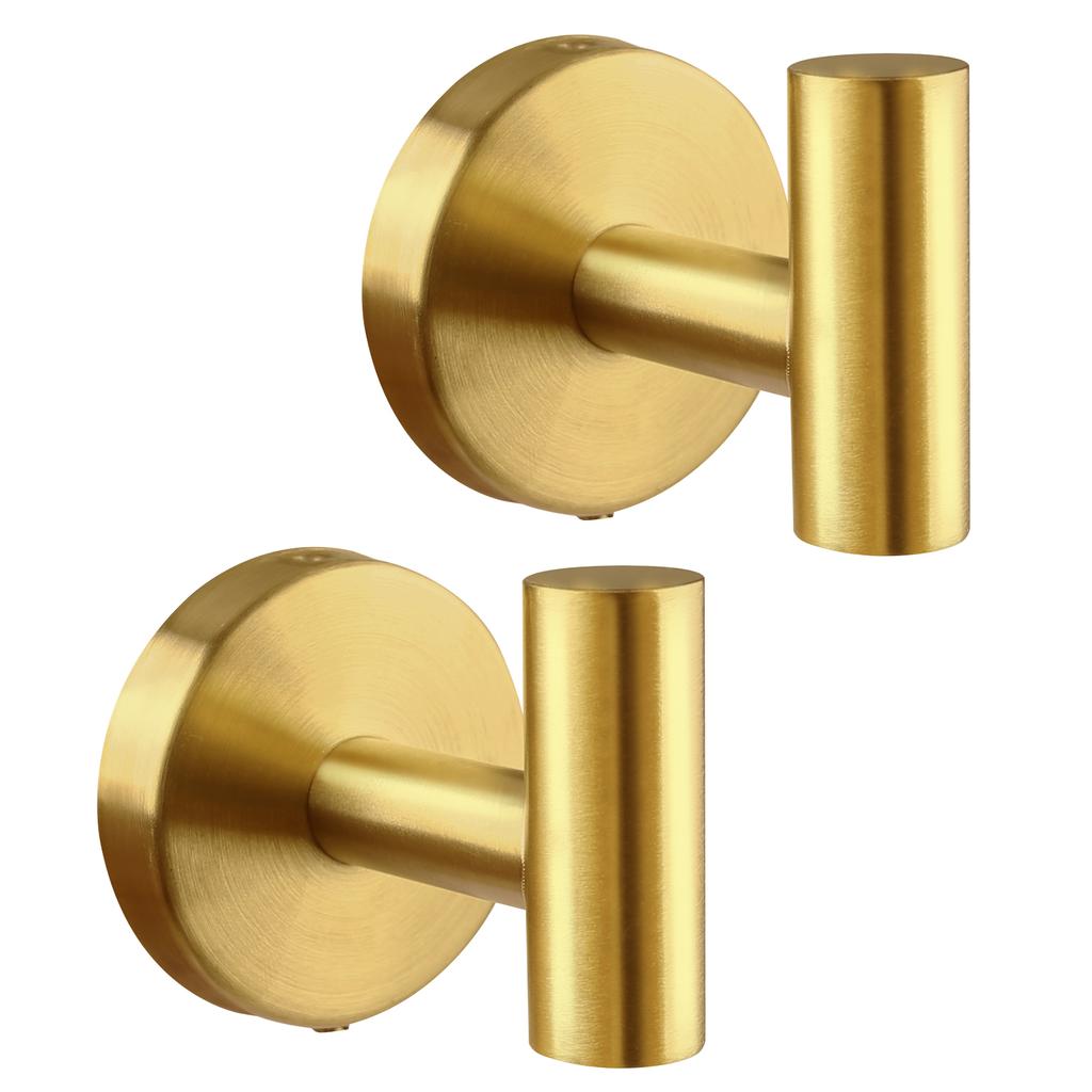 2Pcs Polished Bathroom Towel Hooks Stainless Steel Coat Robe Hook Wall Hanger with Screws Towel Rack Hang Hook for Hotel Kitchen