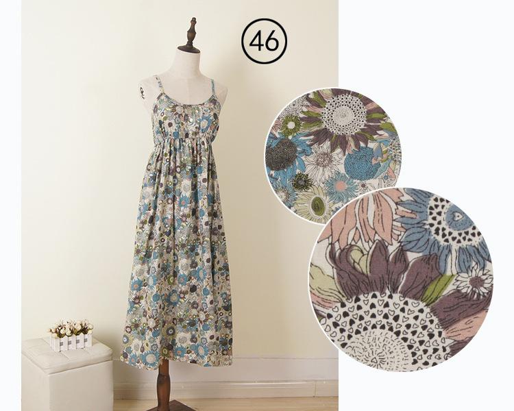 Johnature Summer Spaghetti Strap Sexy Loose Bohemia Beach Vacation Long Dresses Women High Waist Casual Dress