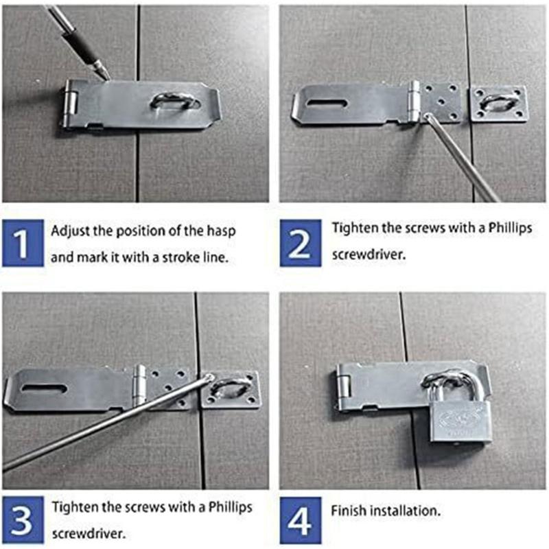 2 set Stainless Steel Shed Lock Hasp Long lasting Durability Door Padlock Hasp