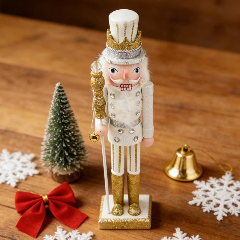 Christmas Nutcrackers Ornament Small Wooden Soldier Christmas Decorations Nutcrackers Figure Ornament for Table Shelf