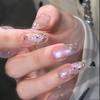 Ins Spring Cat's Eye Medium and Long Pure Handmade Wearing Nail Temperament Whitening Boutique Nail Art False Nail Patch