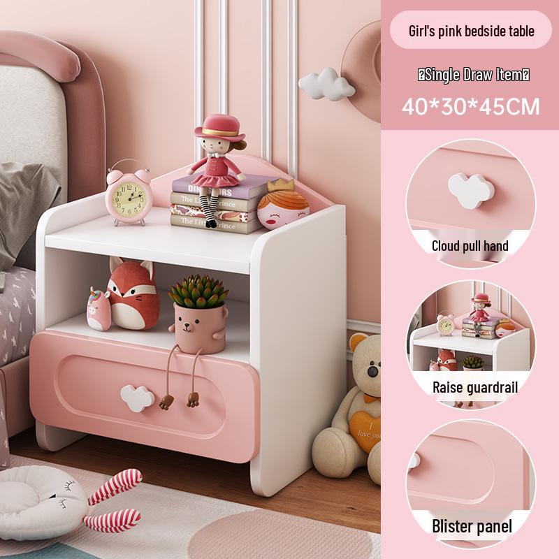Nachttisch aus Massivholz im Cremestil - Moderner kleiner Schlafzimmer-Aufbewahrungsschrank und Couchtisch