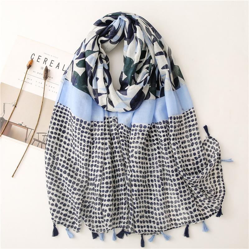 Luxury Retro Bohemian Floral Women Viscose Scarf Designer Shawl Cotton Linen Feeling Tassel Pashmina Muslim Hijab Wrap