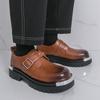 Herrars vardagliga läderskor stor storlek nya herrskor loafers mode trend plattform skor med stor tå