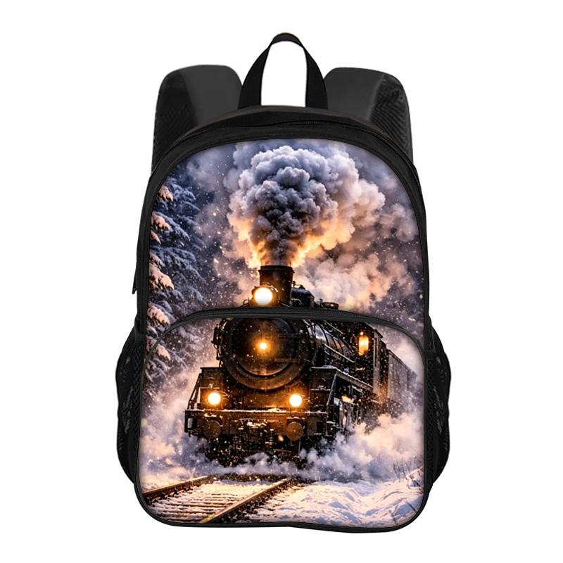 Train Round Front Bag Backpack Fashionable Large Capacity New Lightweight Printed Best Companion for Boys and Girls