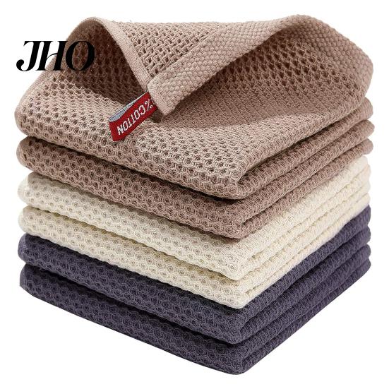 Kitchen Accessories Cotton Waffle Weave Dish Cloth Solid Color Ultra Hand Towel Soft Absorbent Quick Drying Cleaning Rag