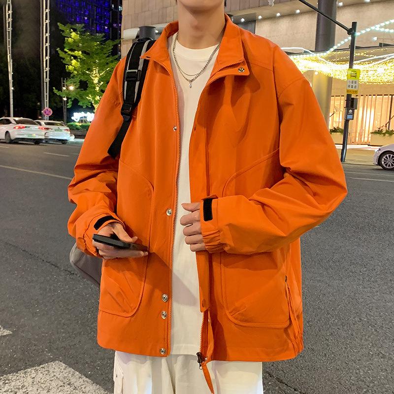 Lapel Jacket Men and Women's Spring and Autumn Trendy Waterproof Loose Couple Style Jacket Solid Color Jacket