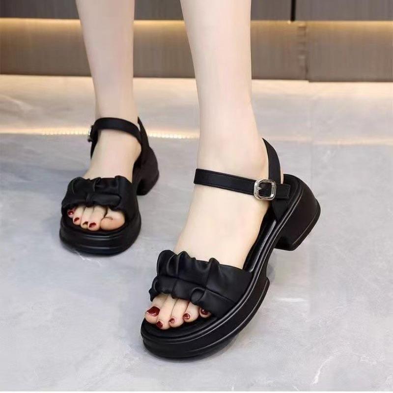 Nuevas Sandalias Casuales y Versátiles para Mujer con Suela Gruesa para Zapatos que Aumentan la Altura y Zapatos de Playa con Tacones Gruesos
