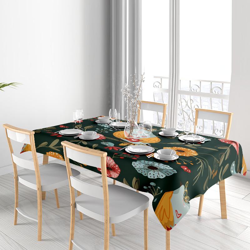 Vibrant Floral Printed Tablecloth for Dining Room Decor Rectangular 60x128cm