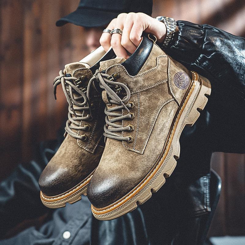 Maillard first-layer rhubarb boots retro British Martin boots thick-soled new mountaineering men's tooling boots