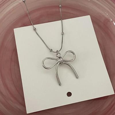 Trendy Bowknot Necklace Silver Color Clavicle Chain For Woman Elegant Vintage Sweet Bow Choker Necklace Party Jewelry Gifts