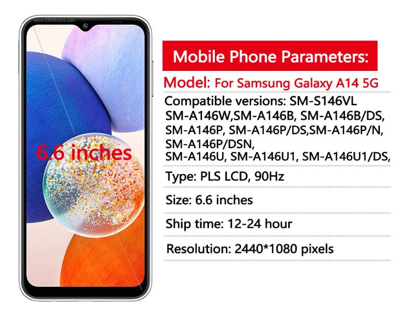 LCD With Frame For Samsung A14 5g A146B/A146U/A146P LCD Display with Touch Screen Assembly