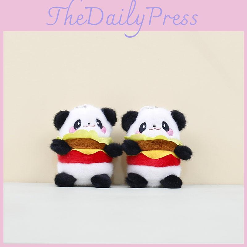 Panda Plush Hamburger Toy Keychain Stuffed Doll Pendant Bag Decoration Kids Gift