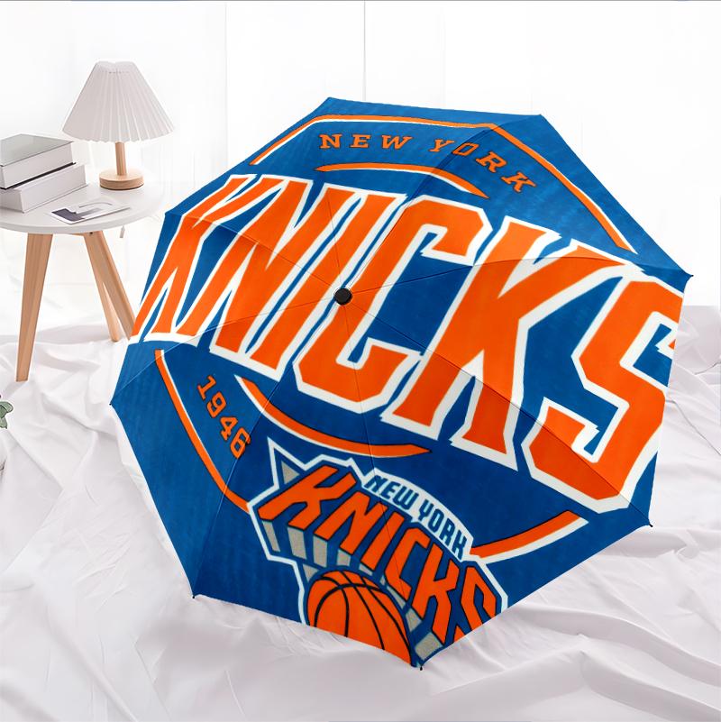 New York Knicks Print Automatic Umbrella, 8 Rib Iron Frame, Plastic Handle, Suitable for Outdoor Travel &Daily , Ideal Gift