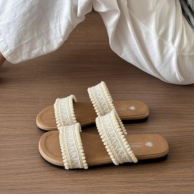 

Bohemian open-toed slippers women s 2025 summer new versatile non-slip soft-soled beach sandals 40