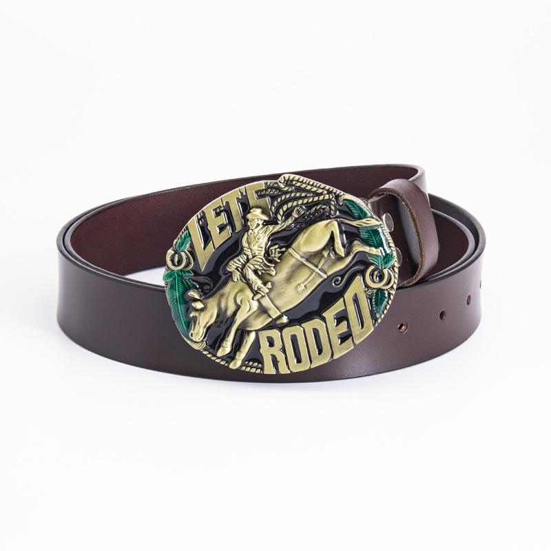 Gürtel aus einer Legierung, Western-Denim-Gürtel, Rodeo-Gürtel mit glatter Schnalle