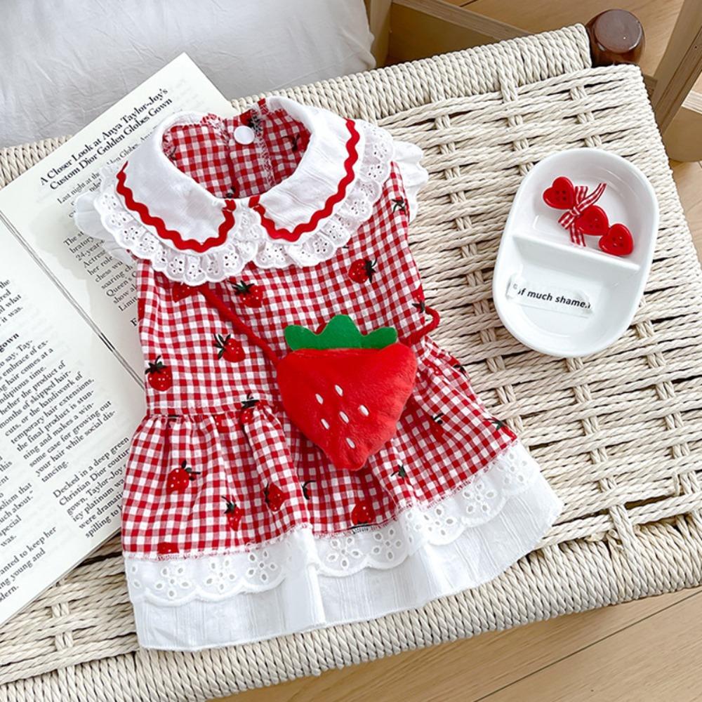 

Fashionable Puppy Apparel Adorable Strawberry Dress High Quality Dog Dress Small Dogs M красный
