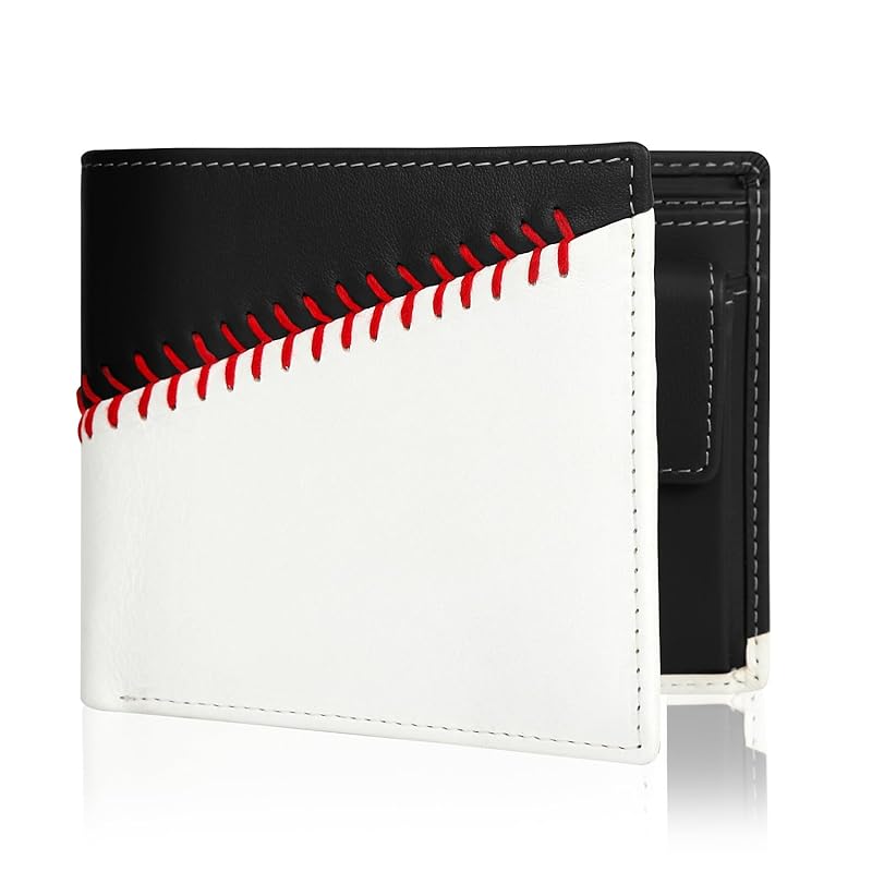 

[rebolld] baseball ball leather grab leather bifold wallet hand stitch black color Ribold baseball gift genuine leather wallet luxury (black)