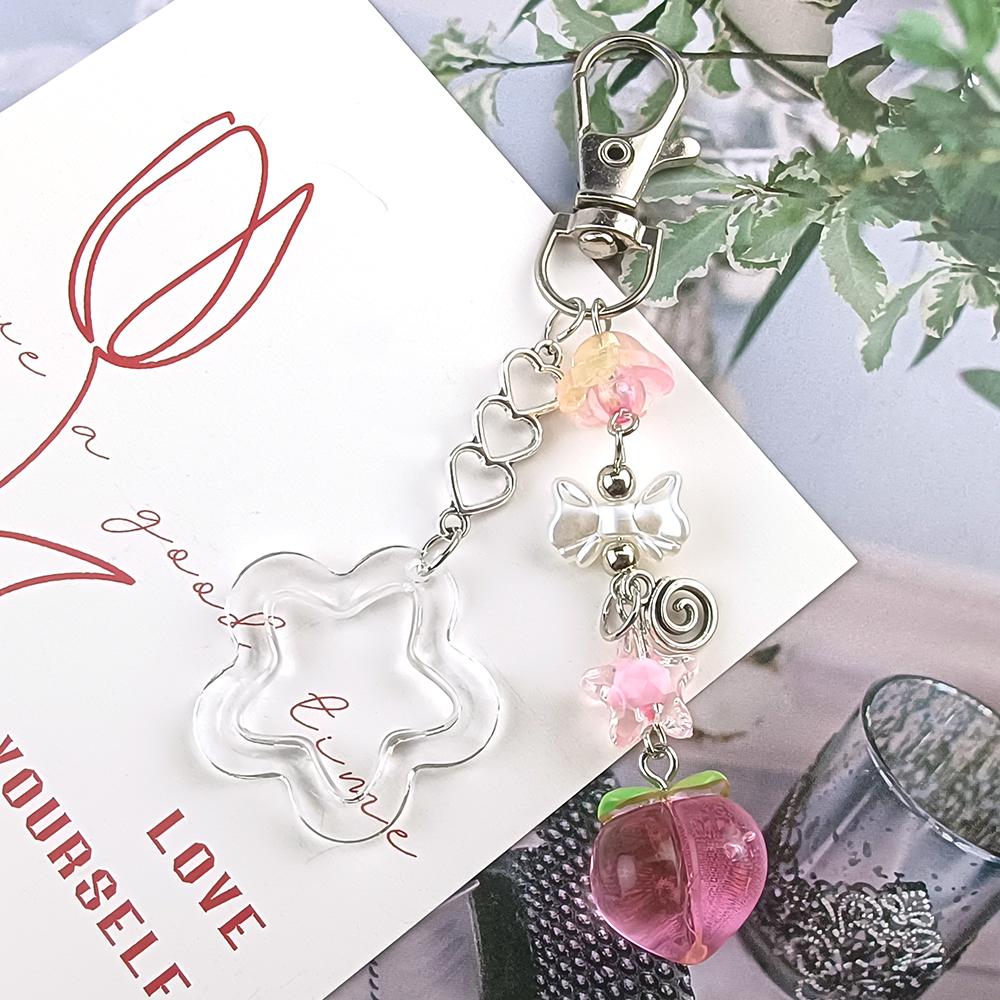 Cute Strawberry and Peach Matching Keychain Handmade Jewelry Gifts