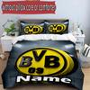 Juego de funda nórdica de 3 piezas (1 funda de edredón + 2 fundas de almohada, sin núcleo), Juego de Ropa de Cama con Patrón de Borussia Dortmund y Nombre Personalizado, Regalo de Decoración para Dormitorio del Hogar
