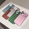 Niche Color Block Striped Half-Wrapped IMD Case for iPhone 17 Pro Max & Apple 16/14/15