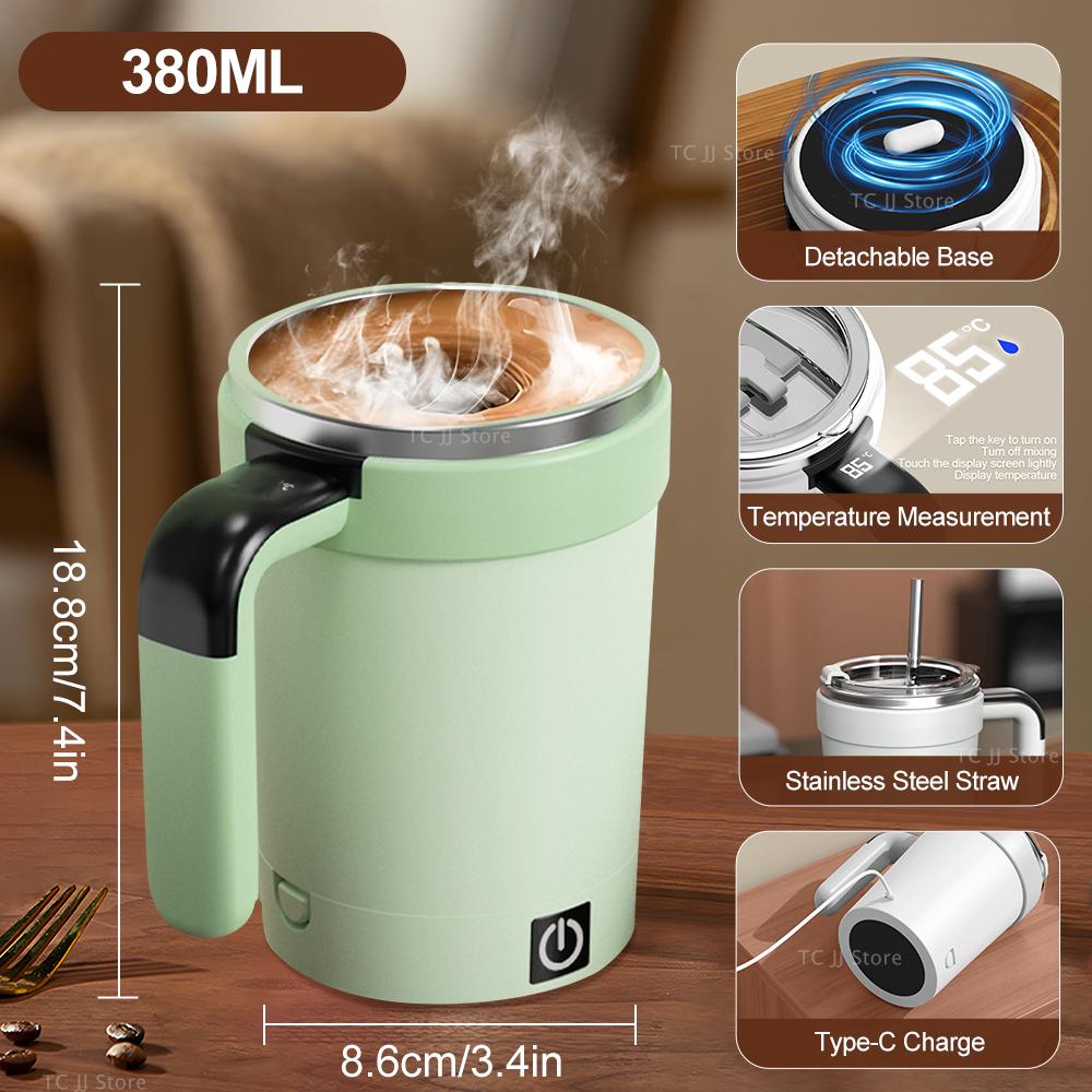 Automatic Stirring Cup Rechargeable Electric Stirring Mugs Magnetic Mixer Stainless Steel Coffee Mug Rotating Magnetic Tumbler