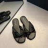 Summer New Women's Shoes 2024 Fashionable Women's Flat Shoes Solid Color Daily Style Cloth Bow Decorated Women's Slippers