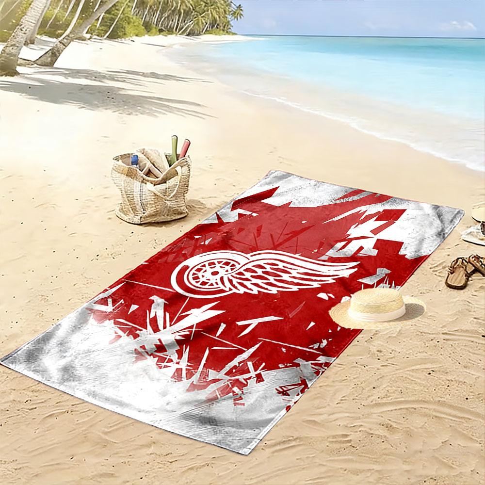 "Red Wing Logo with Abstract Shattered Design" Patterned beach towel quick dry perfect for travel outdoor sports jogging the beach and swimming