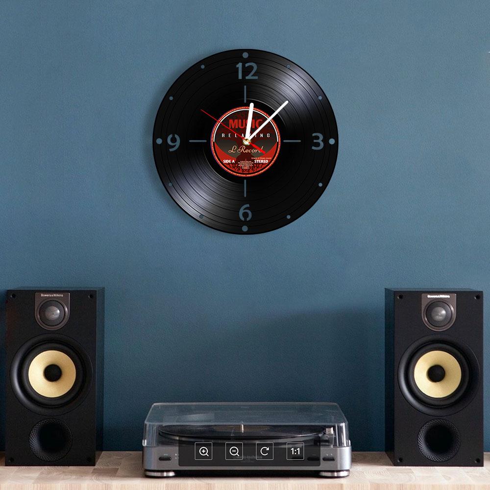 Vintage Vinyl LP Record Wall Clock 70's 80's Pop Genre Retro Wall Art Decor Laser Cut Longplay Retro Silent Quartz Wall Clock